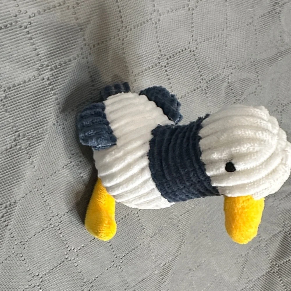 Seagull Plush Cat Toy - White, Yellow, and Blue